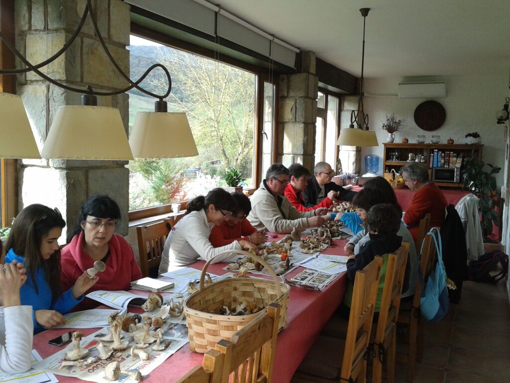 Personas participando en una actividad formativa del Aula de Micología